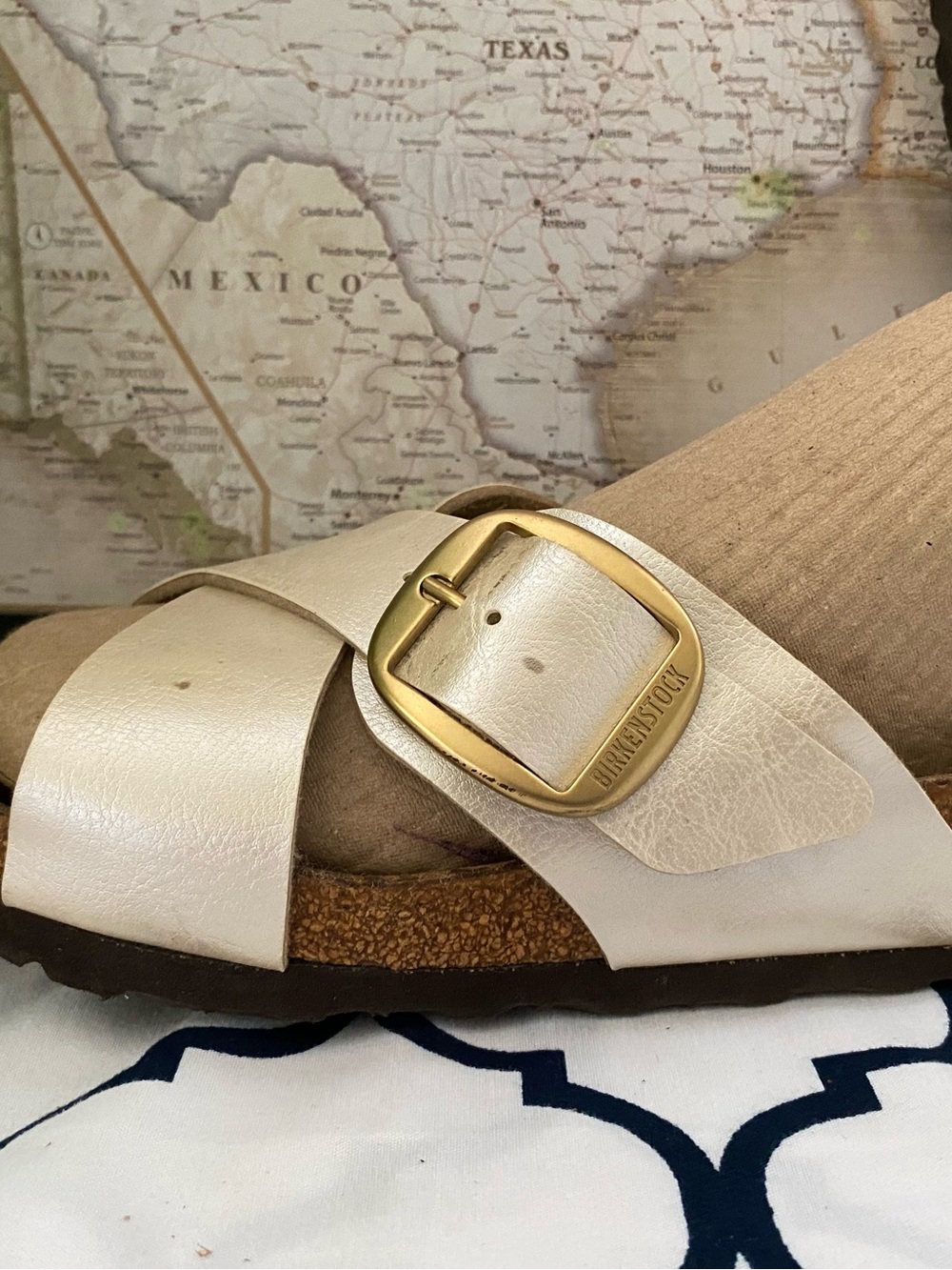 Pre-owned Birkenstock Sienna Gold Big Buckle Sandal 38/7 Narrow Women’s